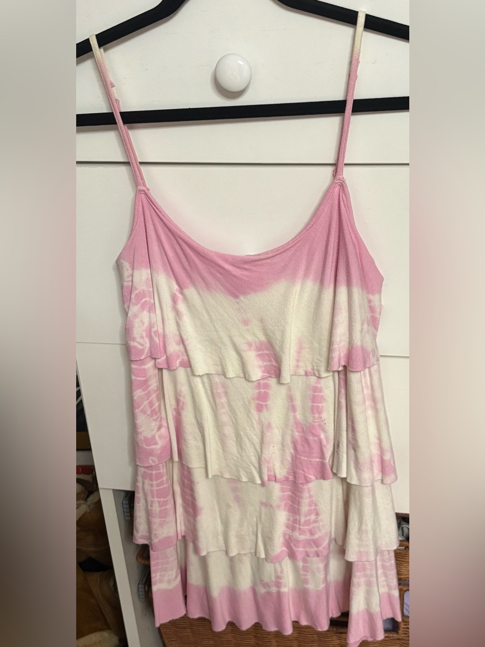 Victoria's Secret Pink and Cream Tiered Tie-Dye Camisole
